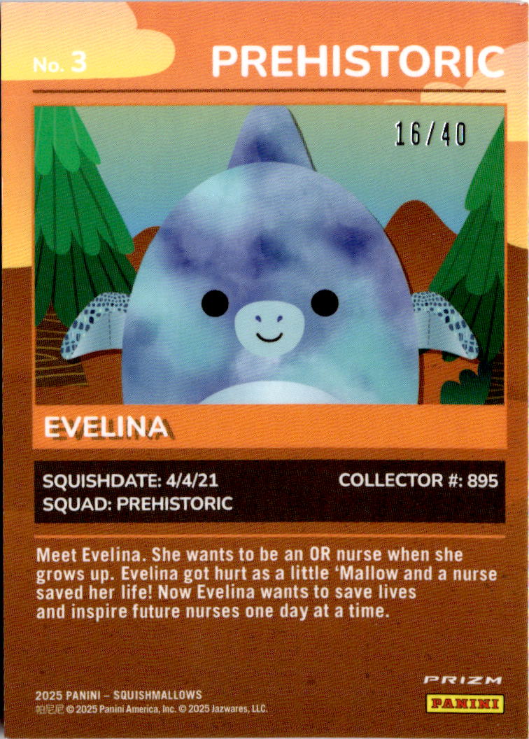 2025 Panini  Squishmallows Evelina Prehistoric Optichrome Blue Mosaic /40