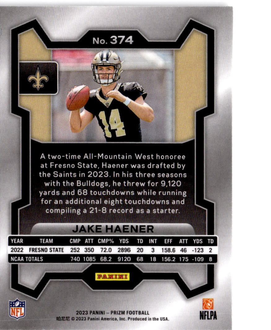 2023 Panini Prizm #374 Jake Haener