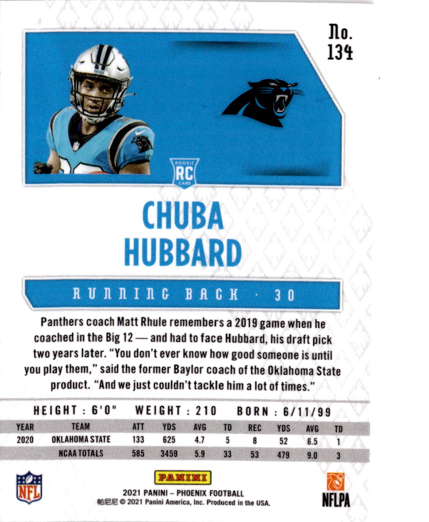 2021 Panini Phoenix #134 Chuba Hubbard Fire Burst