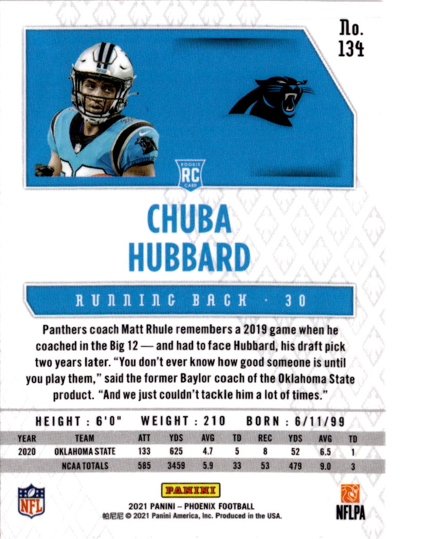 2021 Panini Phoenix #134 Chuba Hubbard Fire Burst
