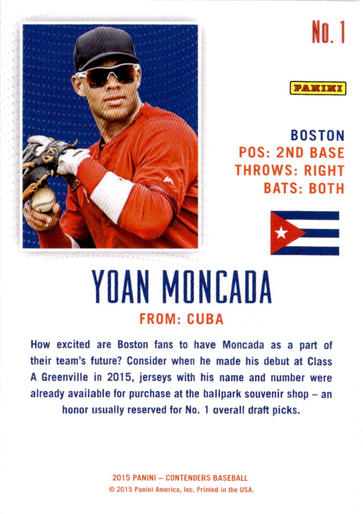 2015 Panini Contenders #1 Yoan Moncada Passports