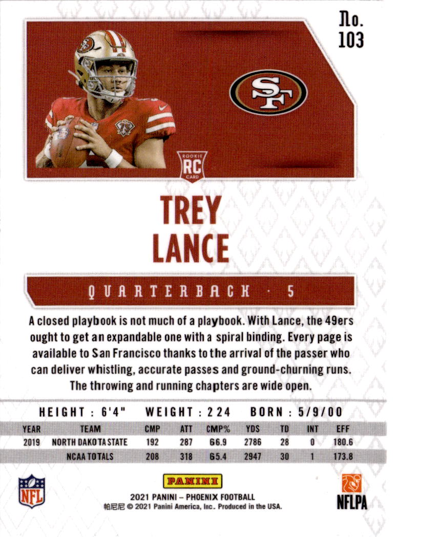 2021 Panini Phoenix #103 Trey Lance Fire Burst