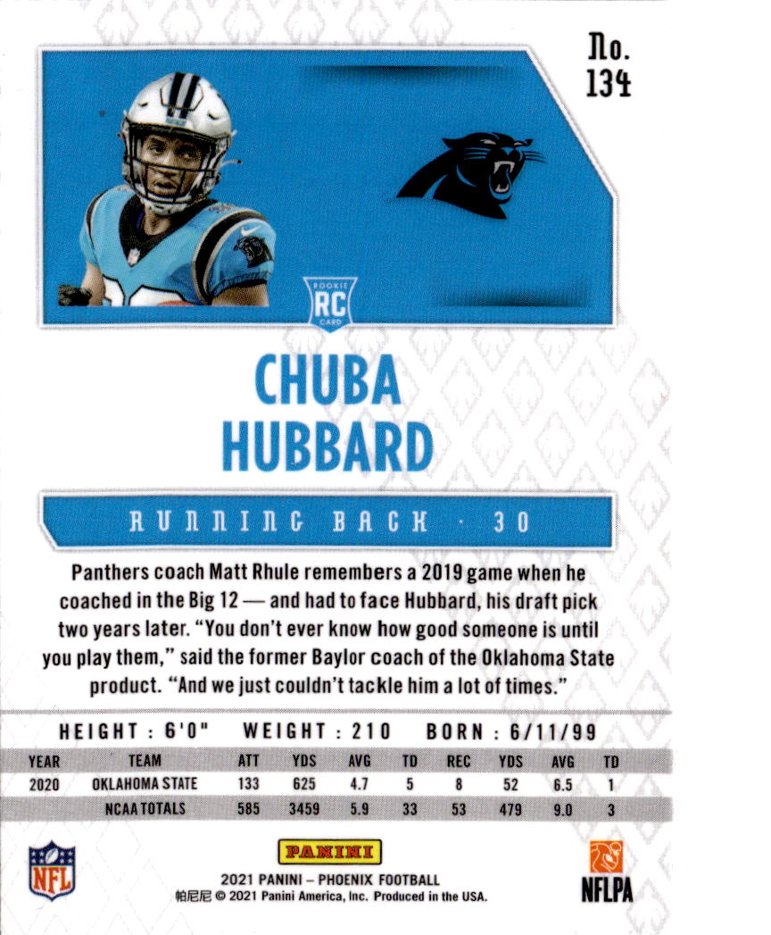 2021 Panini Phoenix #134 Chuba Hubbard Fire Burst