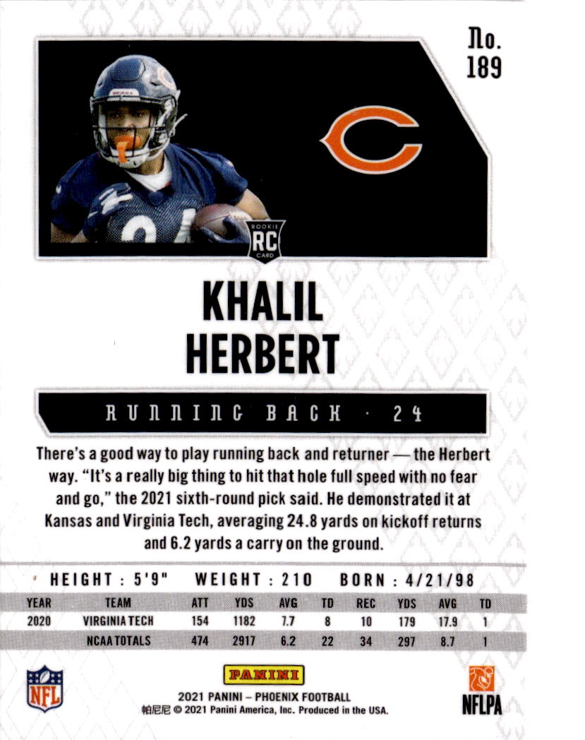 2021 Panini Phoenix #189 Khalil Herbert Fire Burst