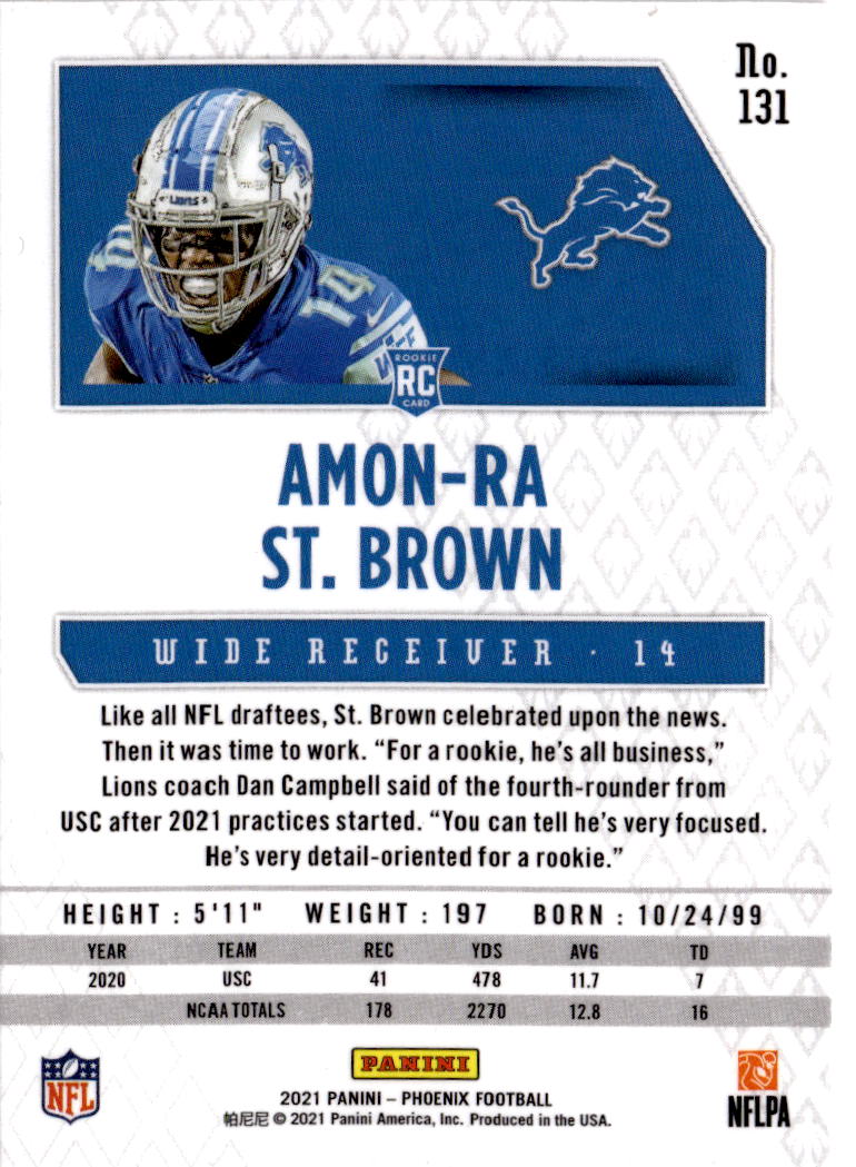 2021 Panini Phoenix #131 Amon-Ra St. Brown Fire Burst
