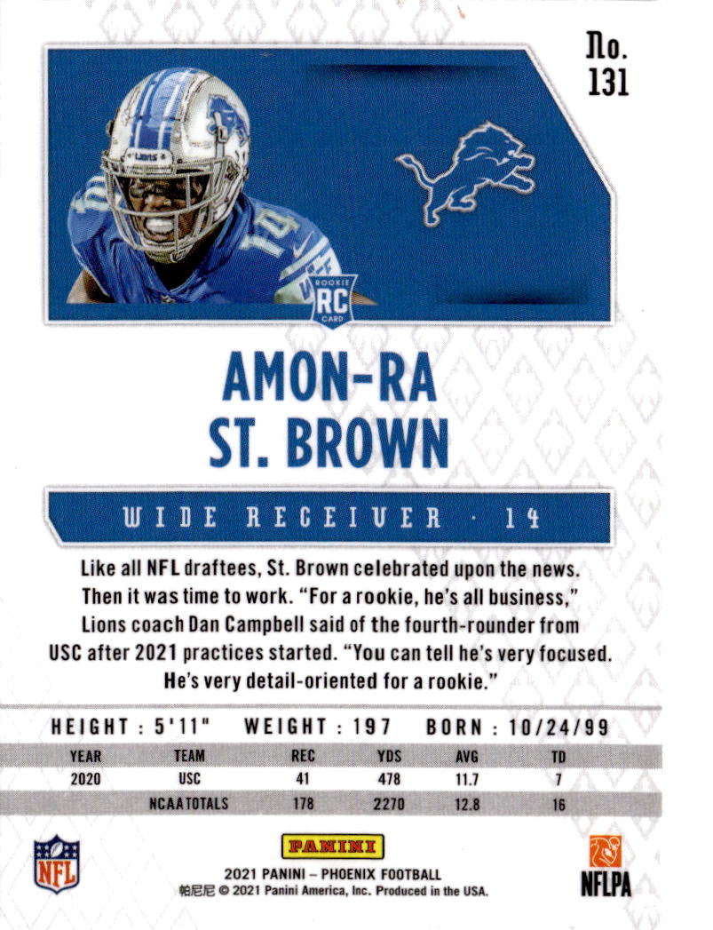 2021 Panini Phoenix #131 Amon-Ra St. Brown Fire Burst