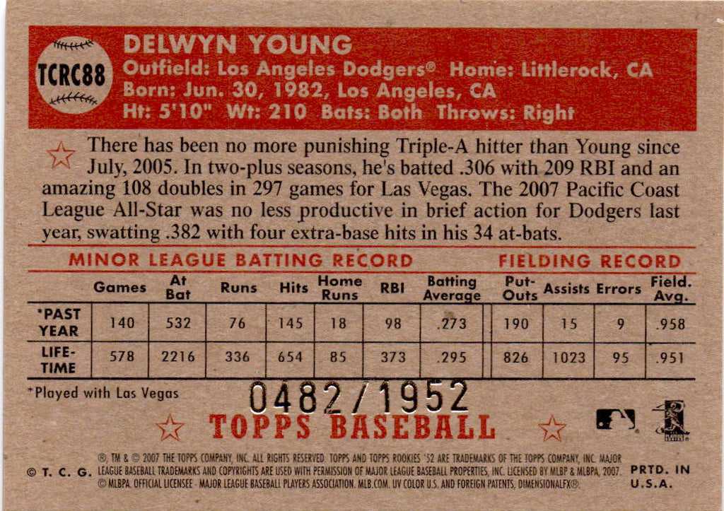 2006 Topps '52 Rookies #TCRC21 Hong-Chih Kuo Chrome #/1952