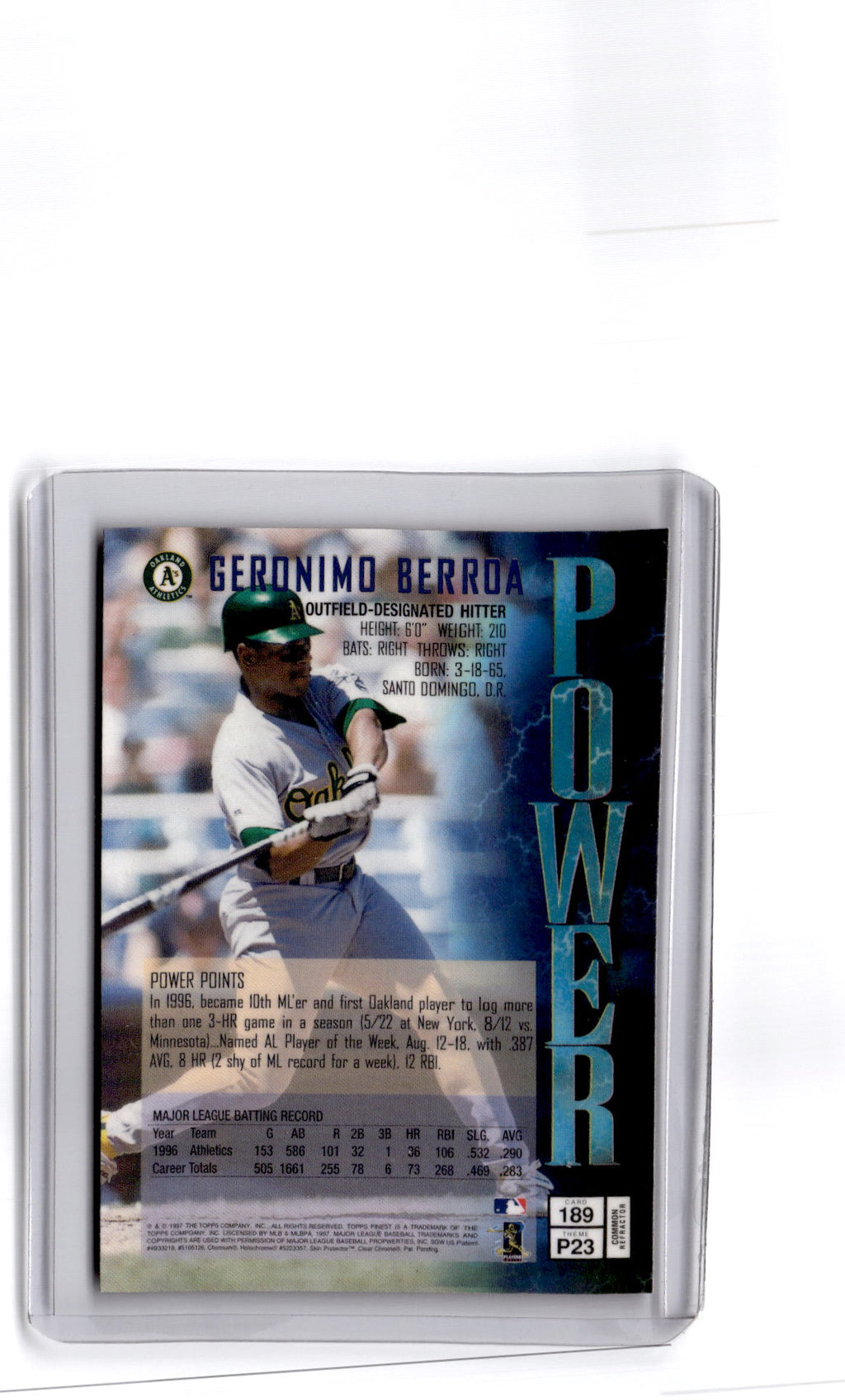 1997 Finest #189 Geronimo Berroa Refractors