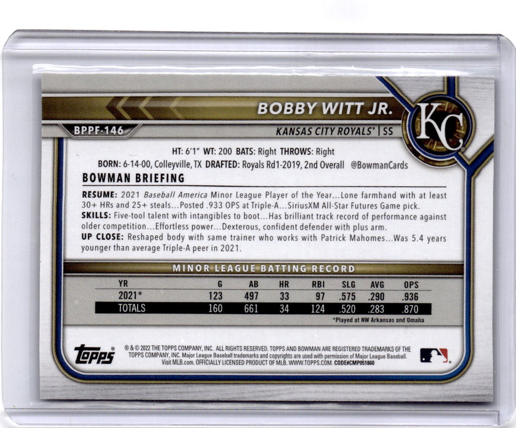 2022 Bowman 1st Edition #BPPF-146 Bobby Witt Jr. Sky Blue Foil