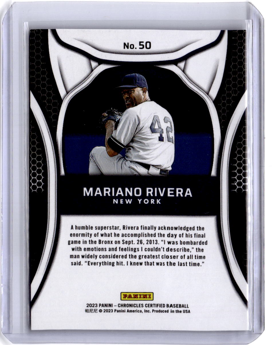 2023 Panini Chronicles #50 Mariano Rivera Certified Mirror Purple #/50