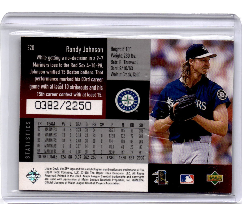 1998 SPx Finite #320 Randy Johnson Spectrum #/2250