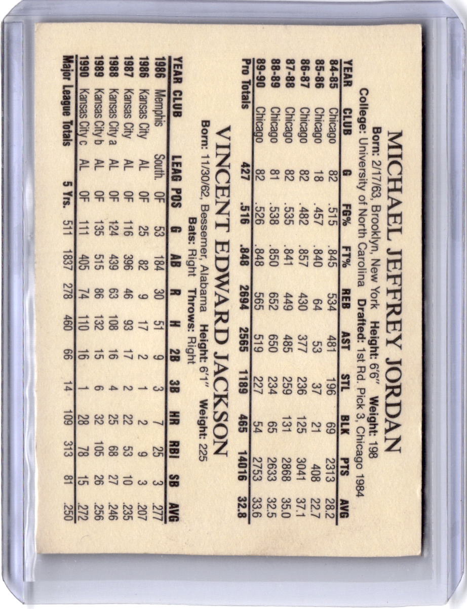 1991 AAMER Sport (unlicensed) #NNO Bo Jackson / Michael Jordan Gold #/10000