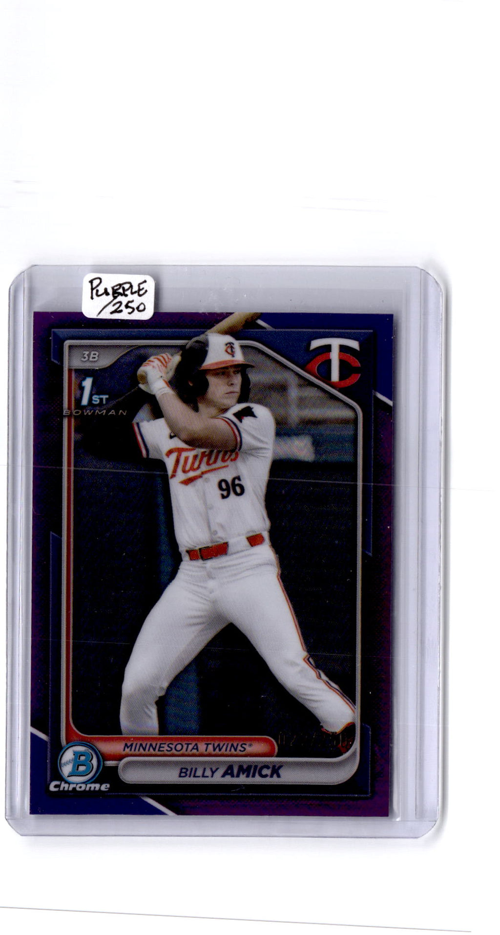 2024 Bowman Draft #BDC-68 Billy Amick Chrome Purple Refractor #/250