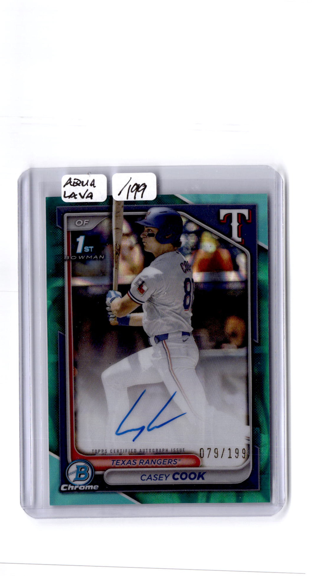 2024 Bowman Draft #CPA-CCY Casey Cook Chrome Prospect Autographs aqua lava/199