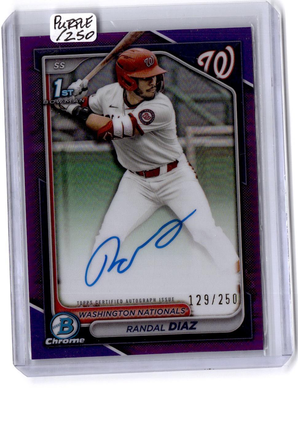 2024 Bowman Draft Randal Diaz Chrome Prospect Autographs Purple Refractor #/250