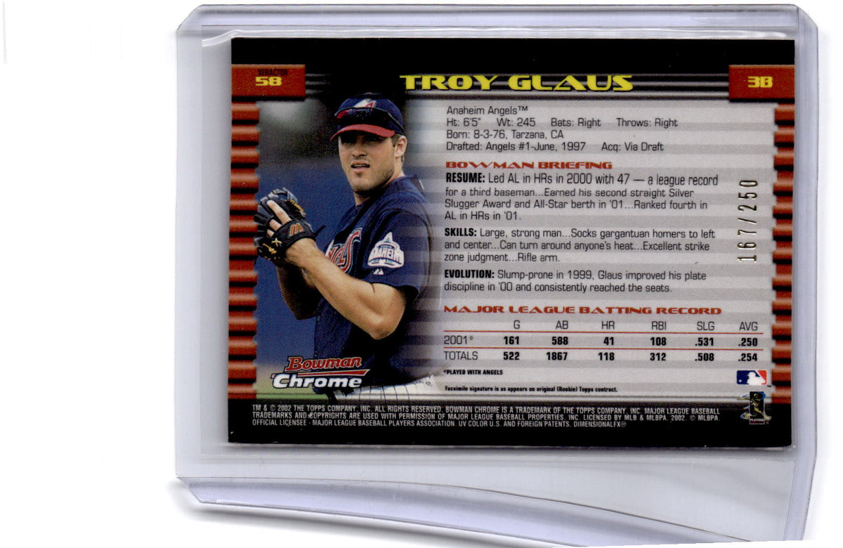 2002 Bowman Chrome #58 Troy Glaus X-Fractors #/250