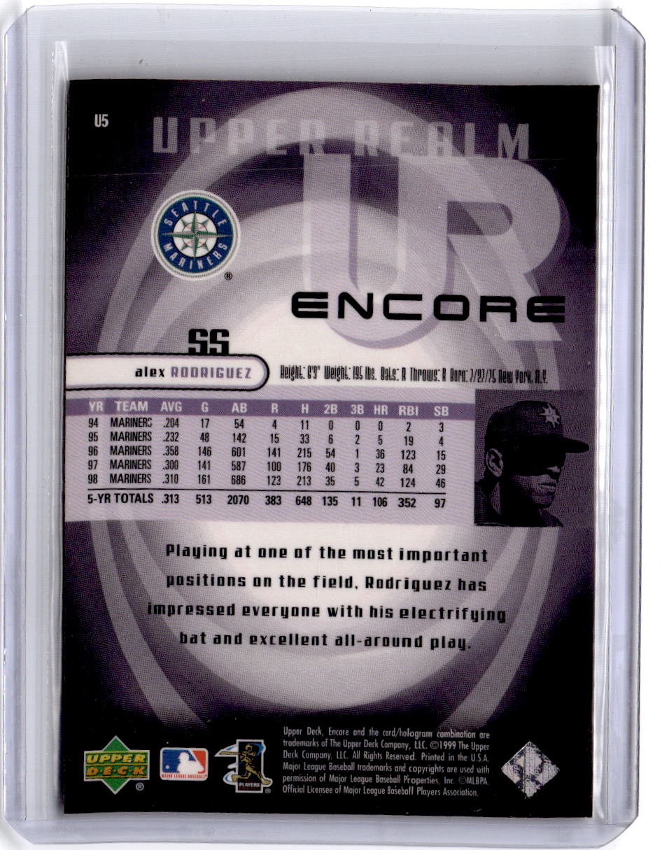 1999 Upper Deck Encore #U5 Alex Rodriguez Upper Realm