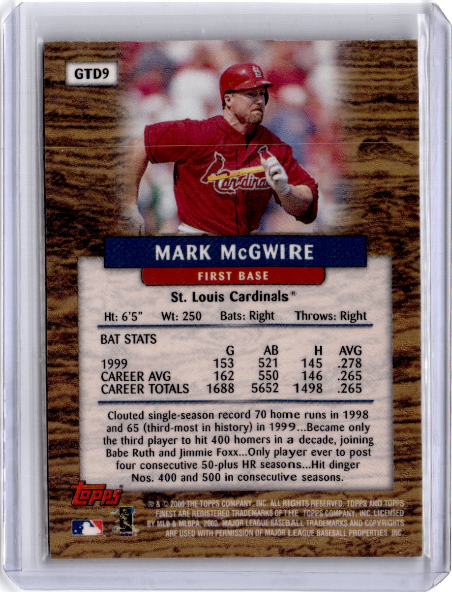 2000 Finest #GTD9 Mark McGwire Going the Distance
