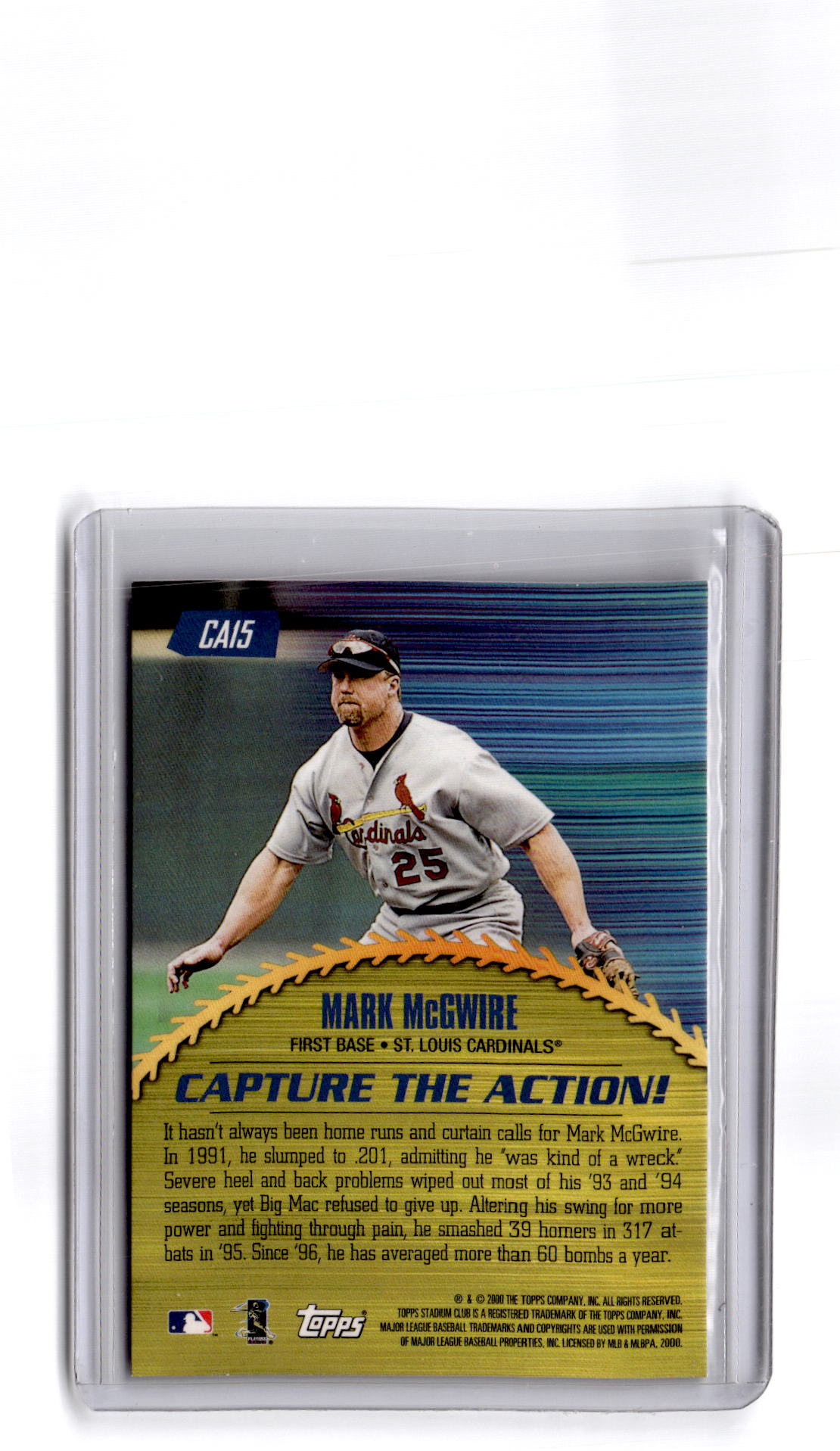 2000 Stadium Club #CA15 Mark McGwire Capture the Action