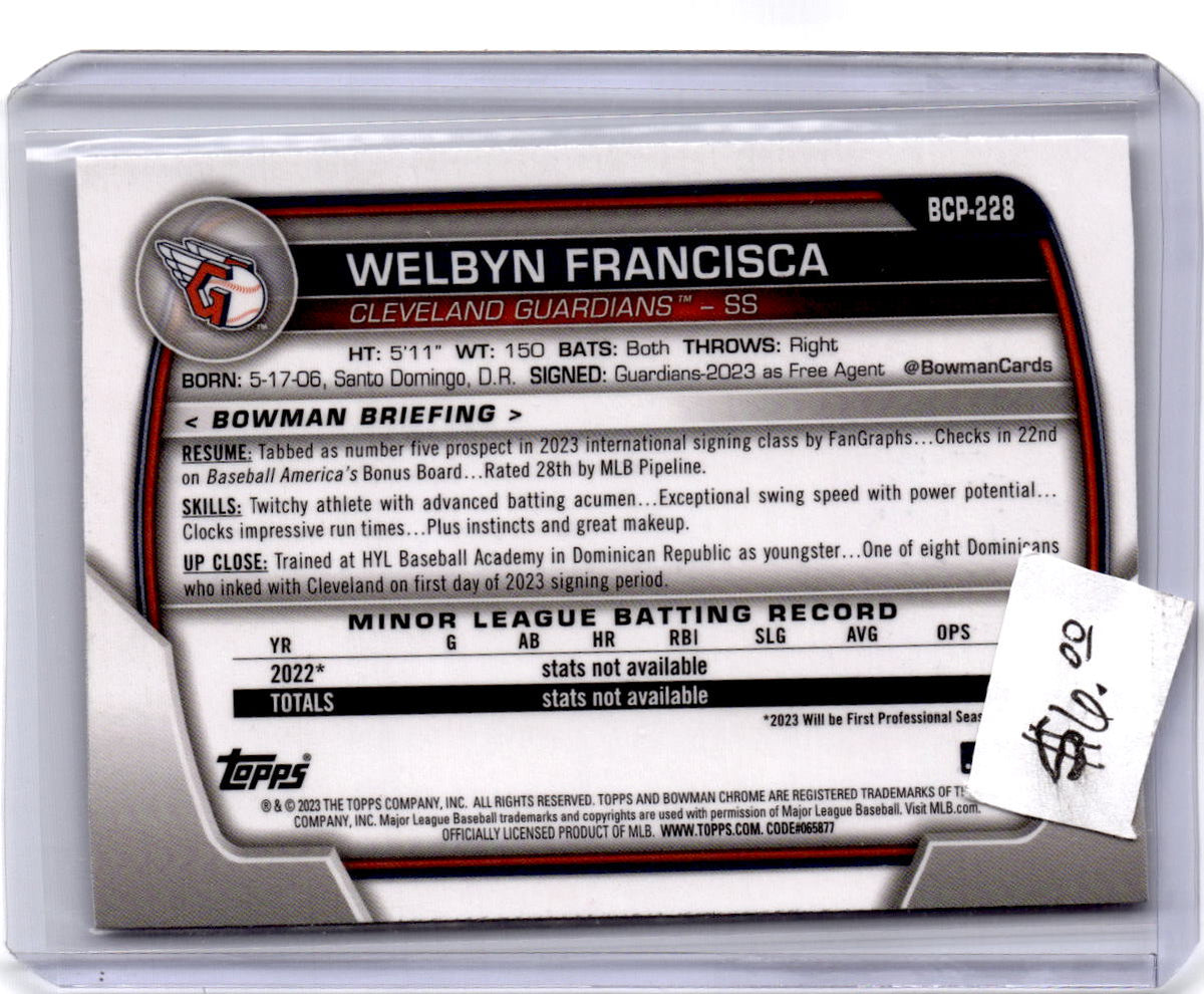 2023 Bowman Chrome #BCP-228 Welbyn Francisca Prospects