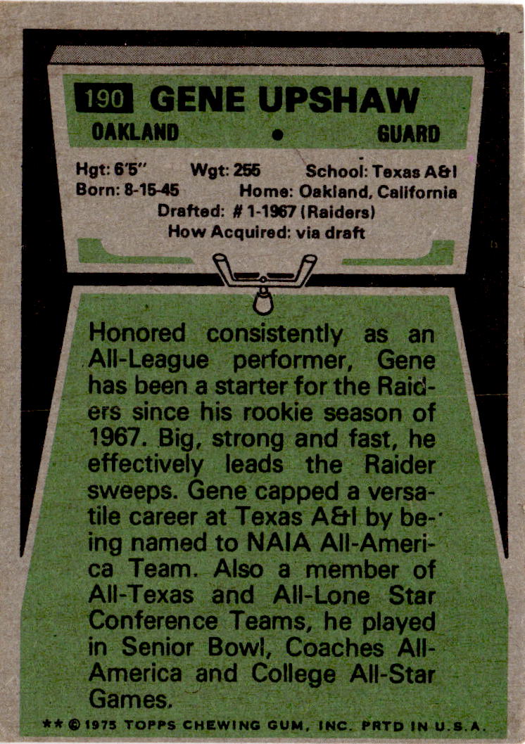 1975 Topps #190 Eugene Upshaw