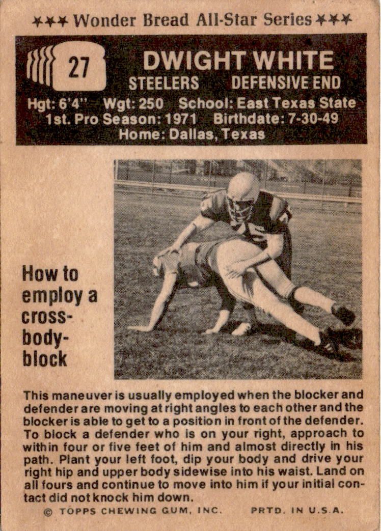 1974 Wonder Bread #27 Dwight White