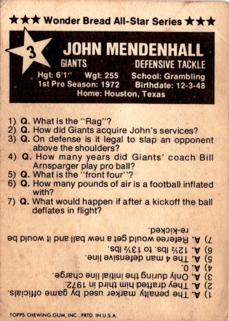 1975 Town Talk Bread #3 John Mendenhall