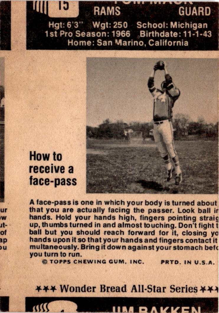 1974 Town Talk Bread #15 Tom Mack