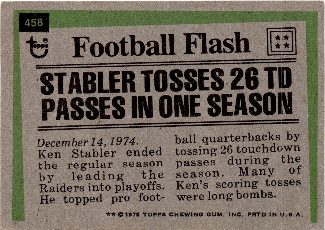 1975 Topps #458 Ken Stabler