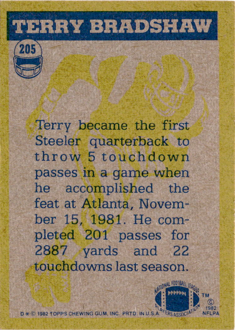 1982 Topps #205 Terry Bradshaw
