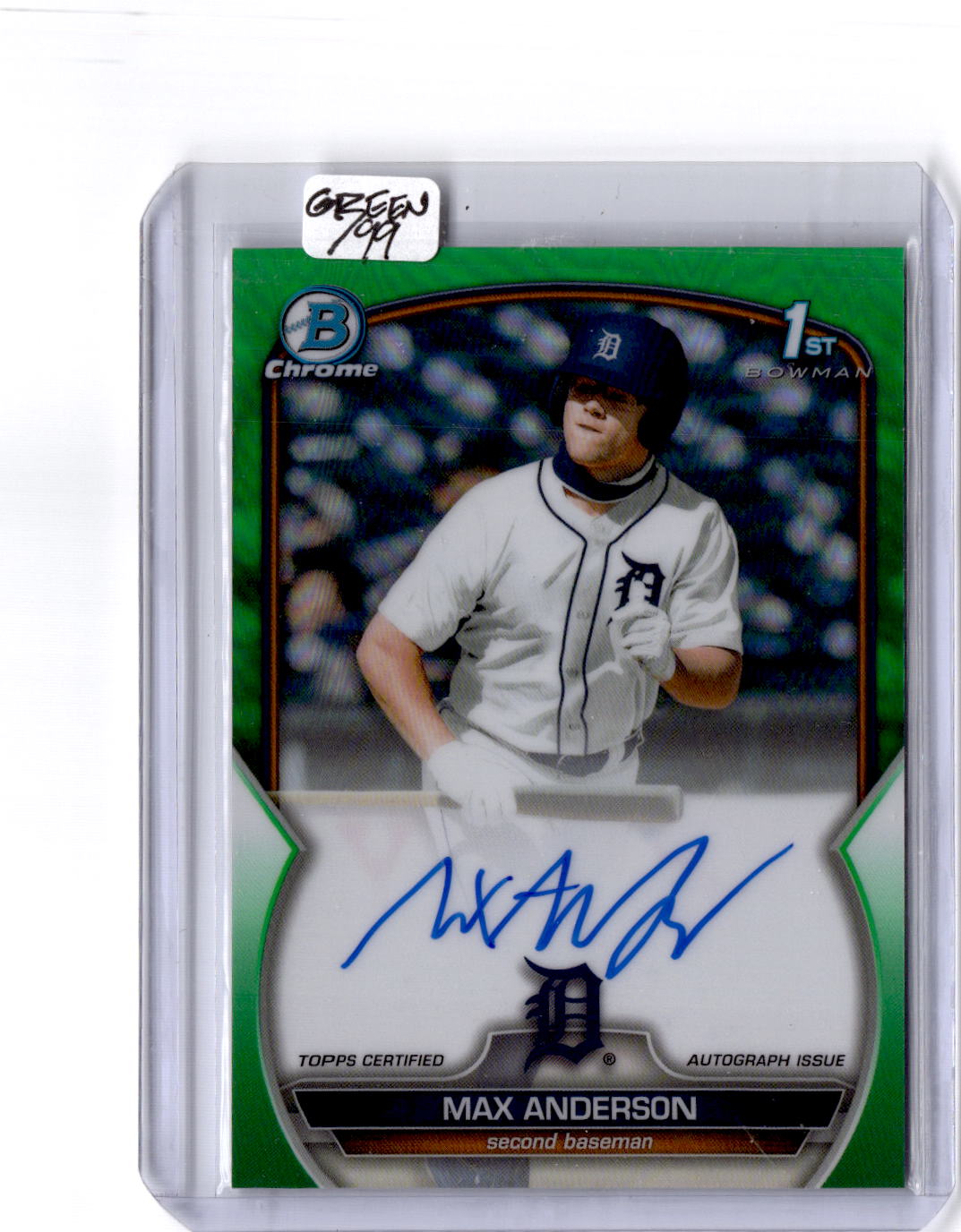 2023 Bowman Draft Max Anderson Chrome Prospect Autographs Green Refractor #/99