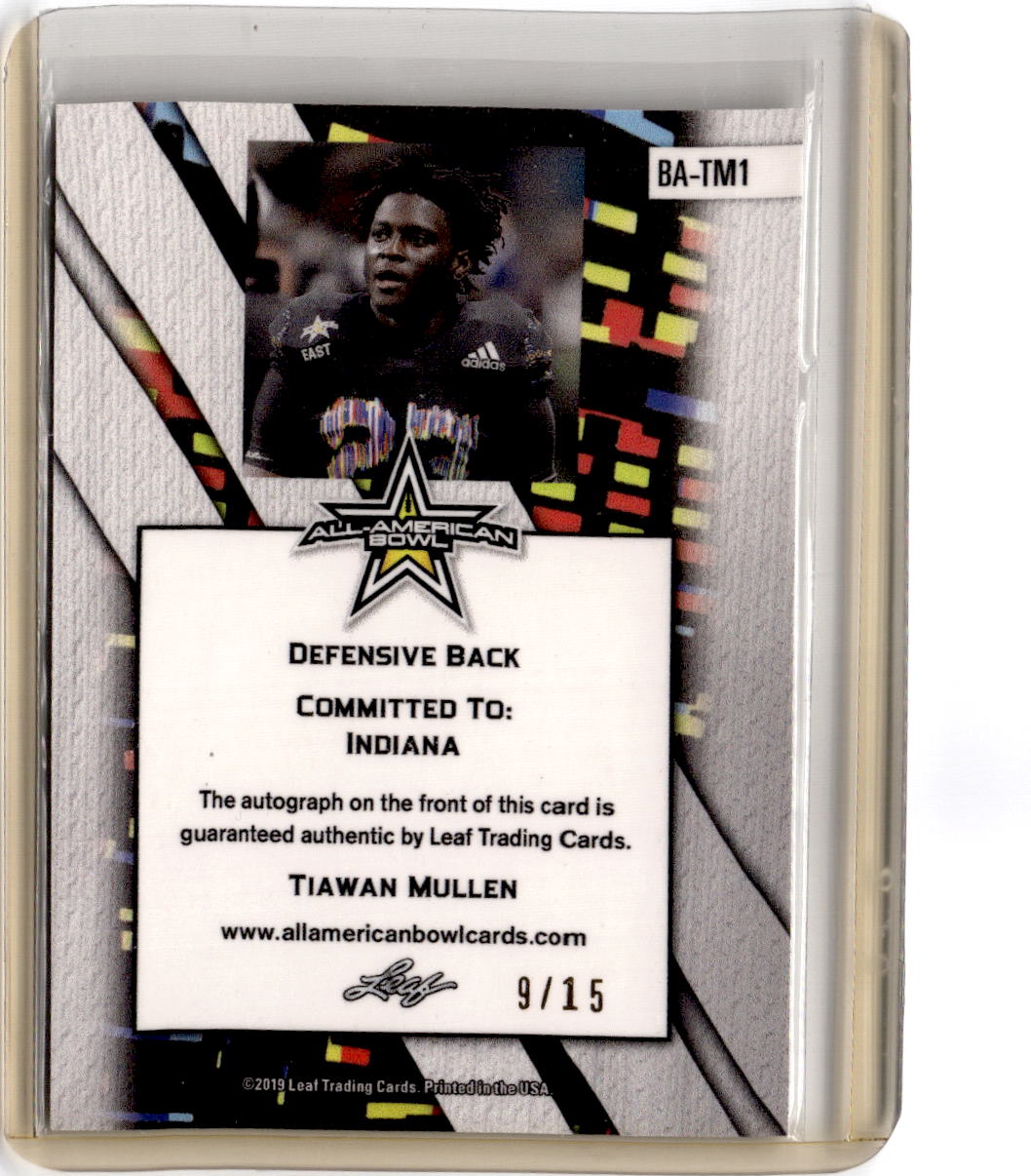 2019 Leaf Metal All-American Bowl Autograph-Flag-Etch #BA-TM1 Tiawan Mullen #/15
