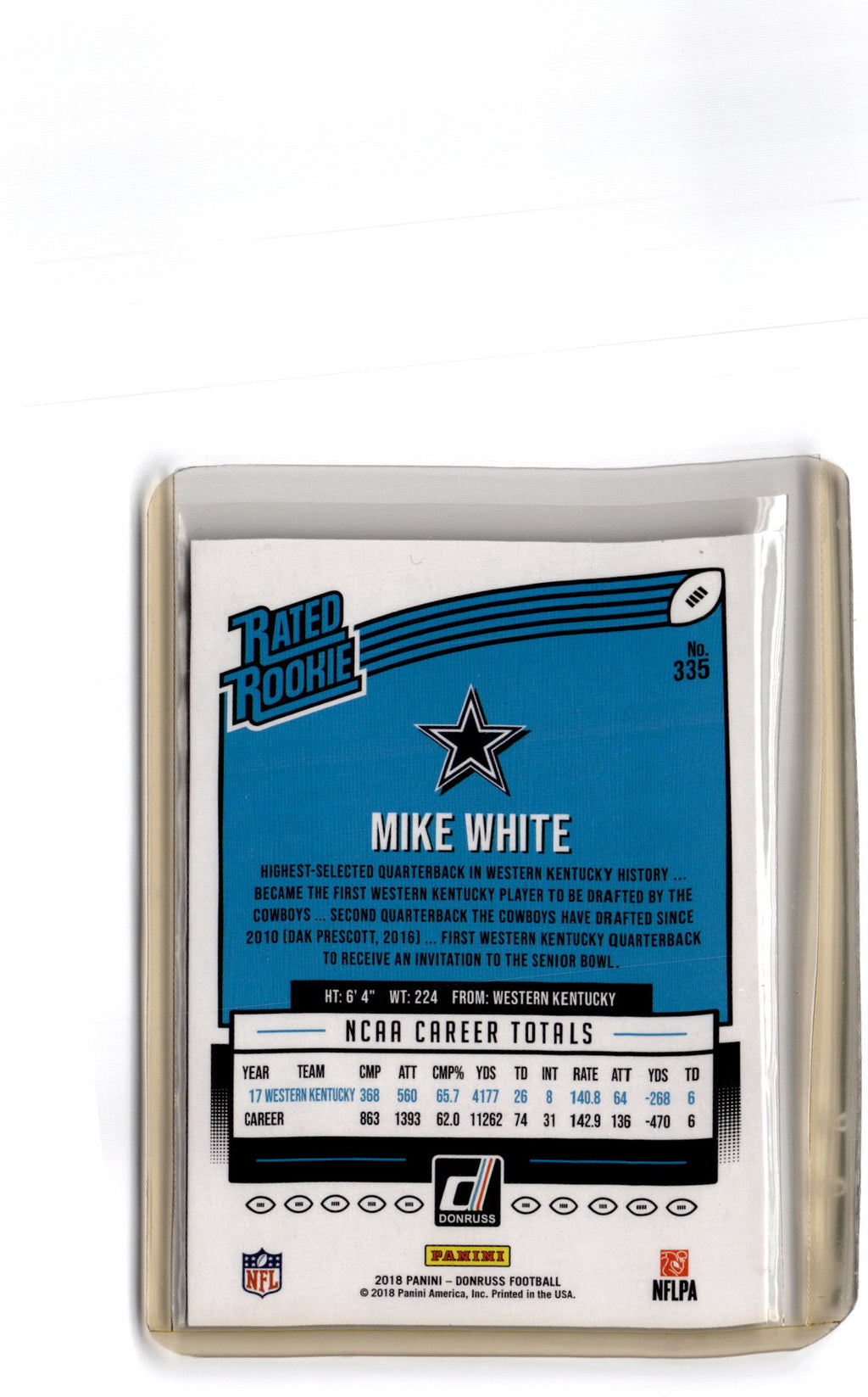 2018 Donruss #335 Mike White Press Proof Green
