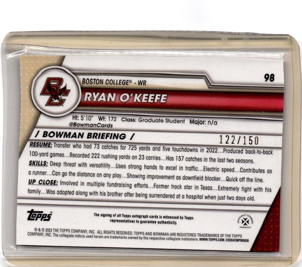2023 Bowman U Chrome Ryan O'Keefe Auto Fuschia Mini-Diamond Refractor #/150