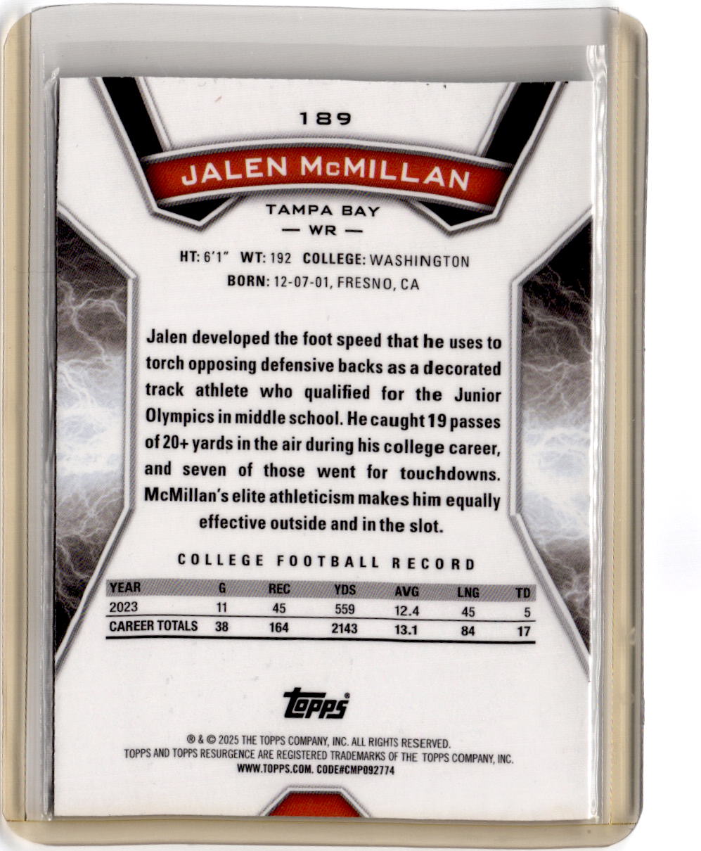 2024 Topps Resurgence #189 Jalen McMillan Teal Surge #/149