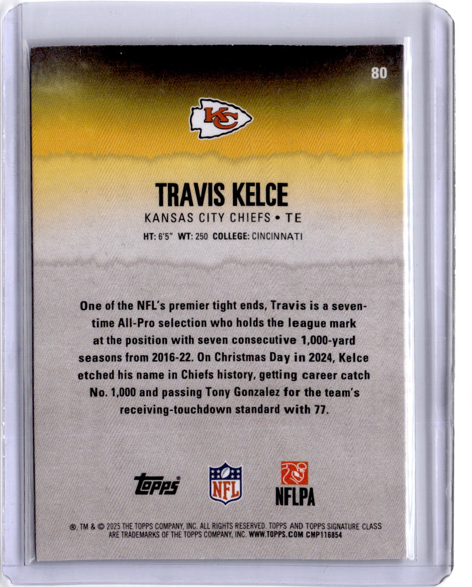 2025 Topps Signature Class #80 Travis Kelce Lime Green #/175