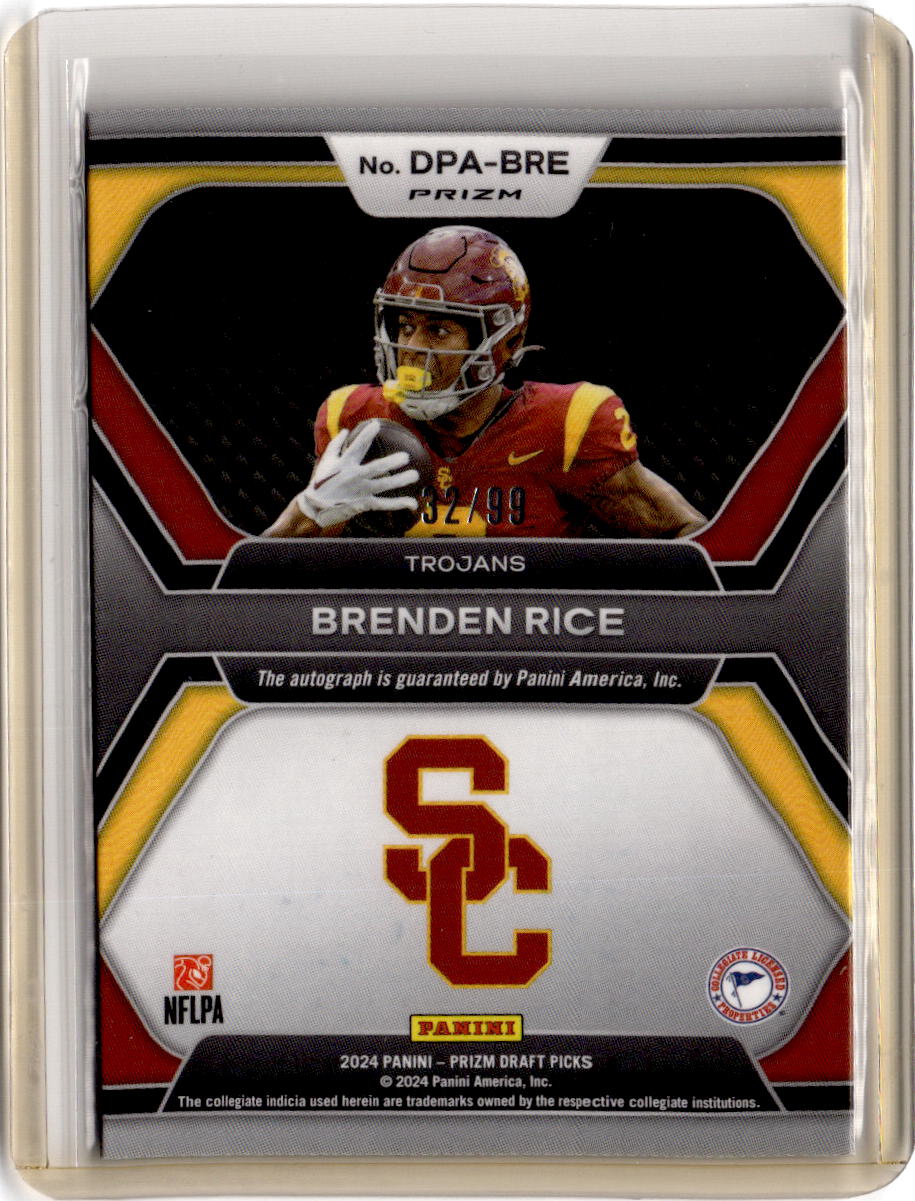2024 Panini Prizm Draft Picks Brenden Rice Draft Picks Autographs Purple ice/99