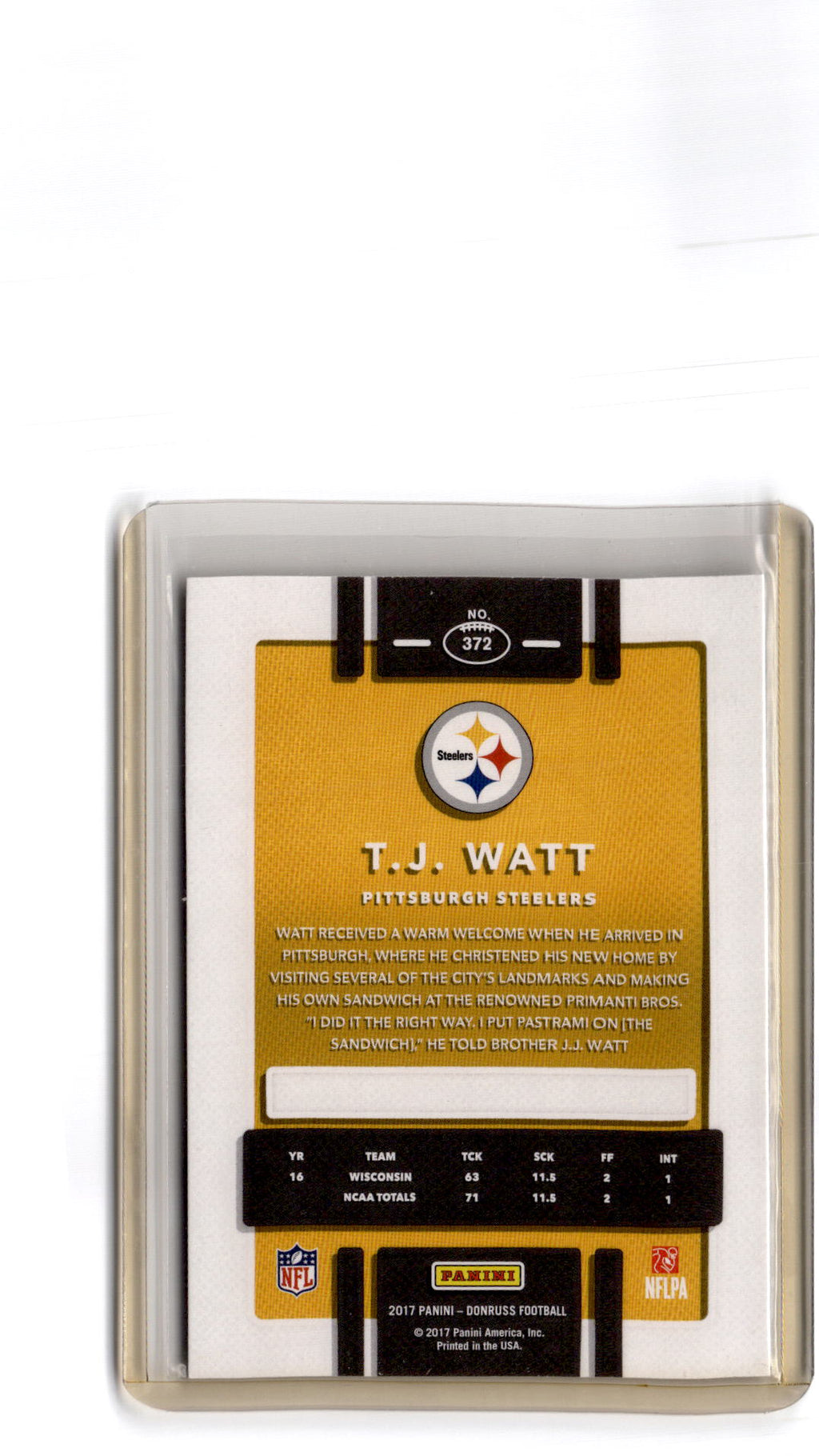 2017 Donruss #372 T.J. Watt
