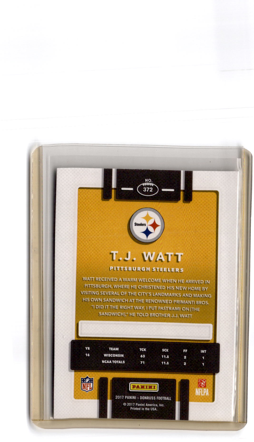 2017 Donruss #372 T.J. Watt