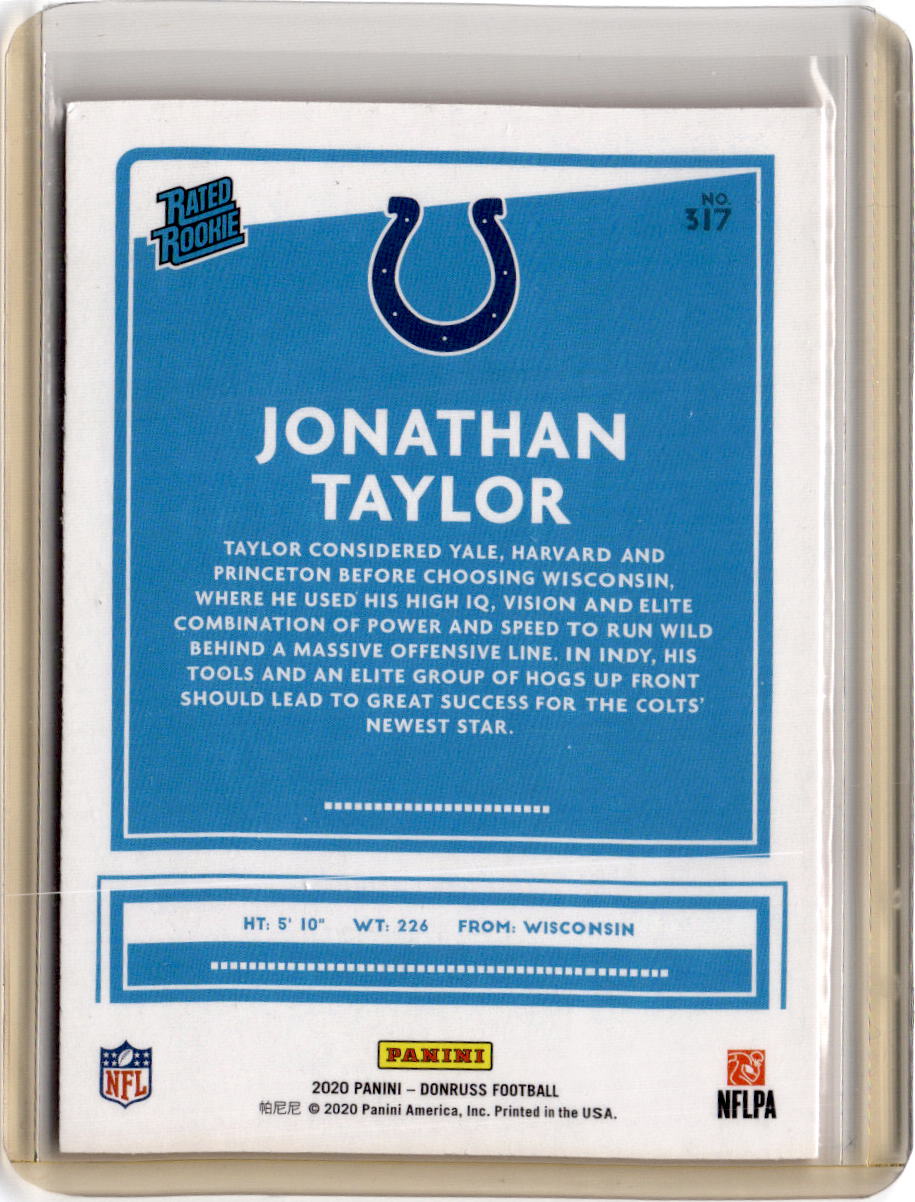 2020 Donruss #317 Jonathan Taylor Press Proof Red