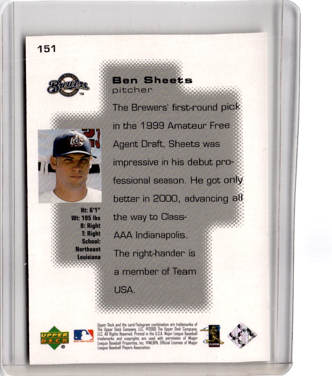 2000 Upper Deck Pros & Prospects #151 Ben Sheets #/1600