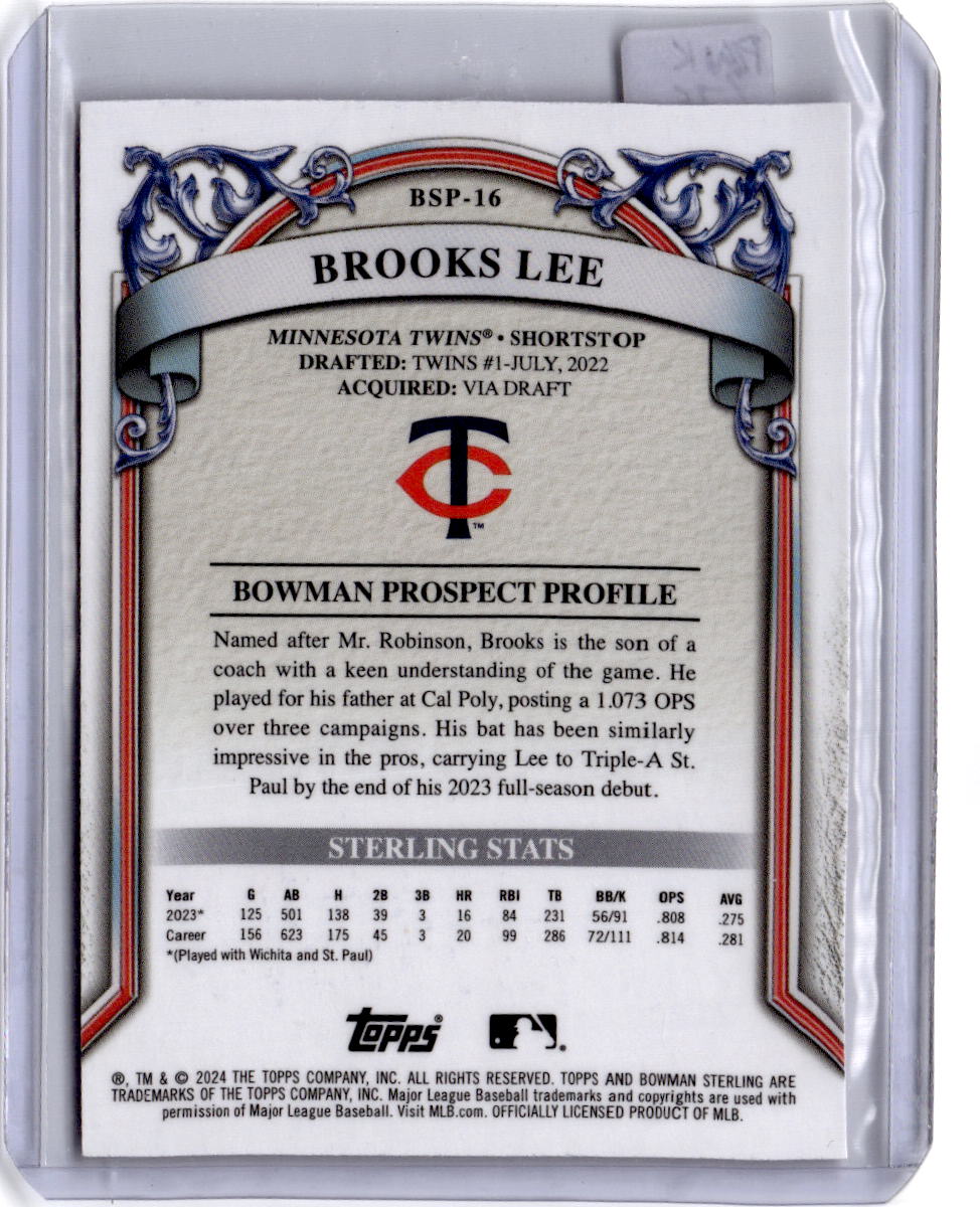 2024 Bowman Sterling #BSP-16 Brooks Lee Magenta Refractor #/75