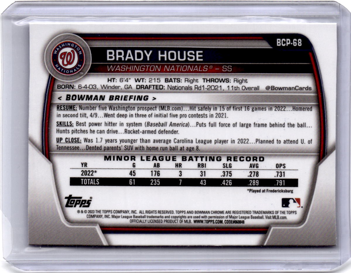 2023 Bowman Sapphire Edition #BCP-68 Brady House