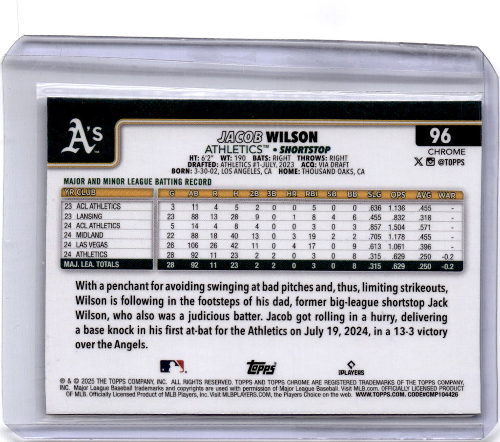 2025 Topps Chrome #96 Jacob Wilson X-Fractors