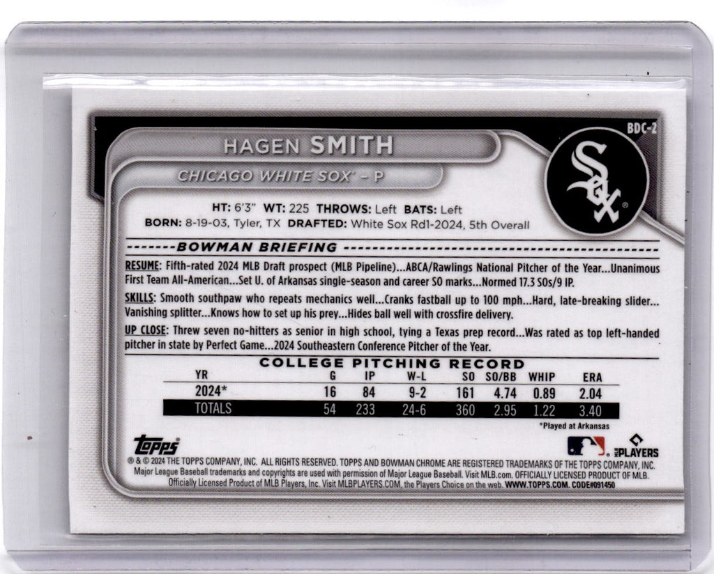 2024 Bowman Draft #BDC-2 Hagen Smith Chrome