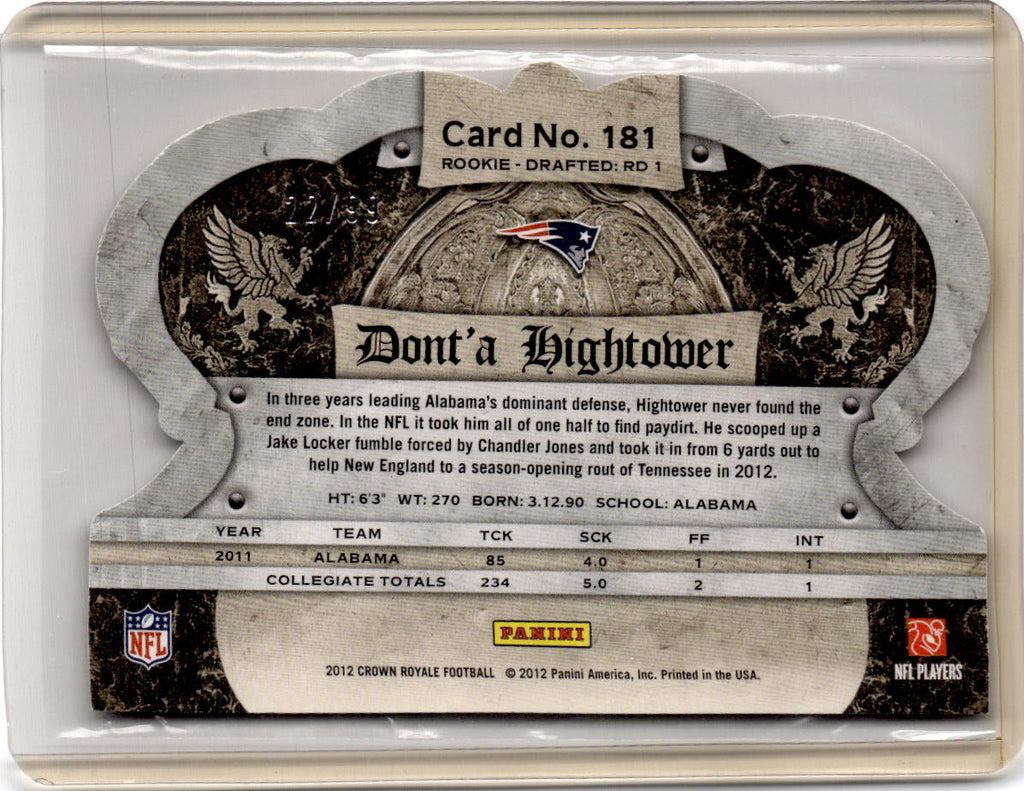 2012 Panini Crown Royale #181 Dont'a Hightower Gold Crown #/99
