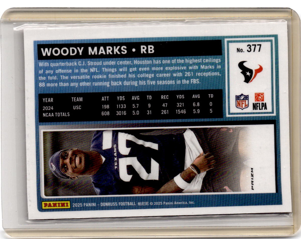 2025 Donruss #377 Woody Marks Optic Rated Rookies Preview Red Pandora