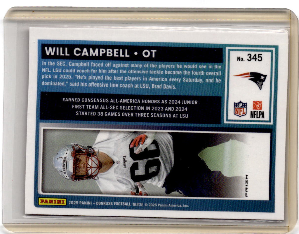 2025 Donruss #345 Will Campbell Optic Rated Rookies Preview Red Pandora