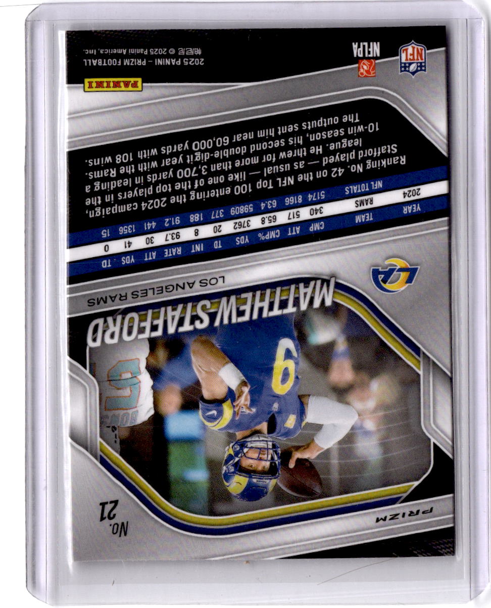 2025 Panini Prizm #21 Matthew Stafford White Disco