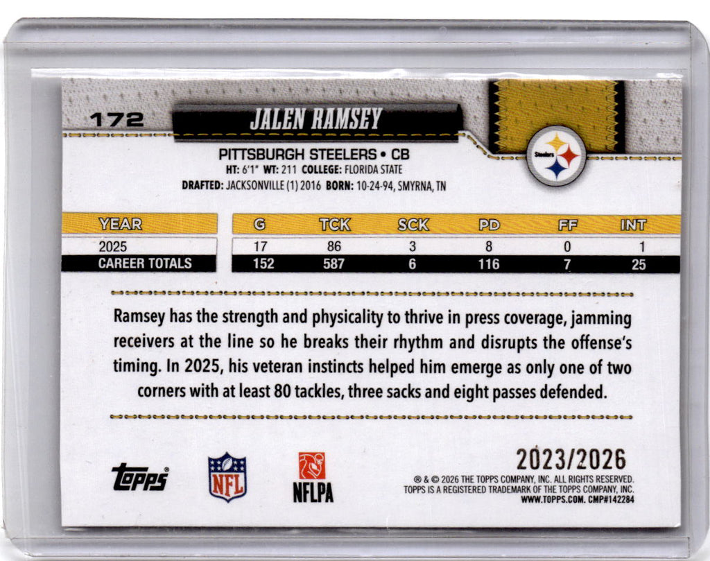 2026 Topps Flagship #172 Jalen Ramsey Gold #/2026